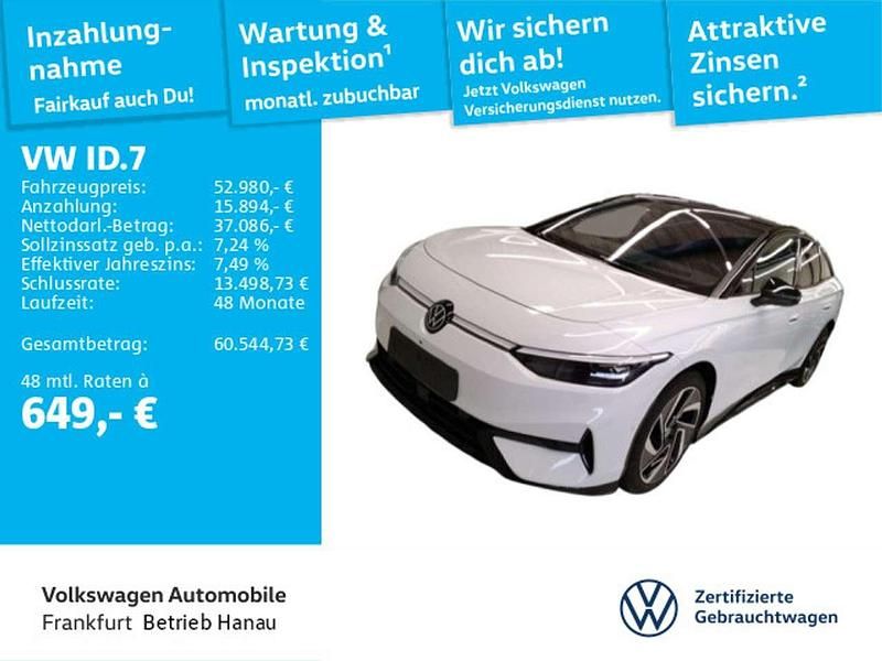 Gletscherweiß metallic/schwarz Gebraucht 2025 VW ID.7 Pro Limousine | 52.980 € - Bild 1/4