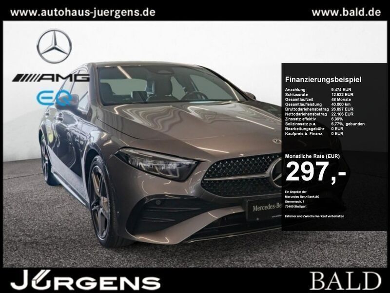 Grau metalliclack mountaingrau Gebraucht 2024 Mercedes A180 AMG Limousine | 32.680 € (Fairer Preis) - Bild 1/4