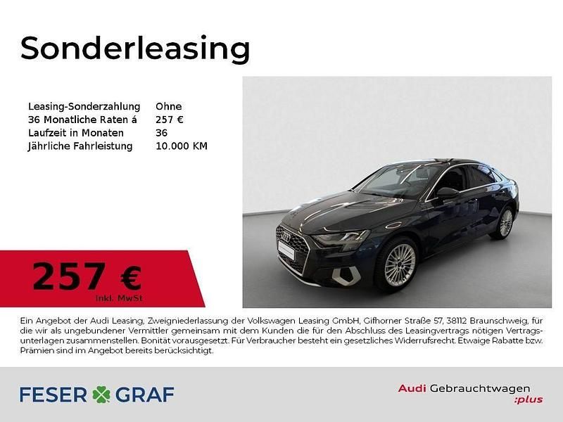 Grau (manhattangrau metallic) Gebraucht 2024 Audi A3 Advanced Plus Limousine | 28.950 € (Guter Preis) - Bild 1/4