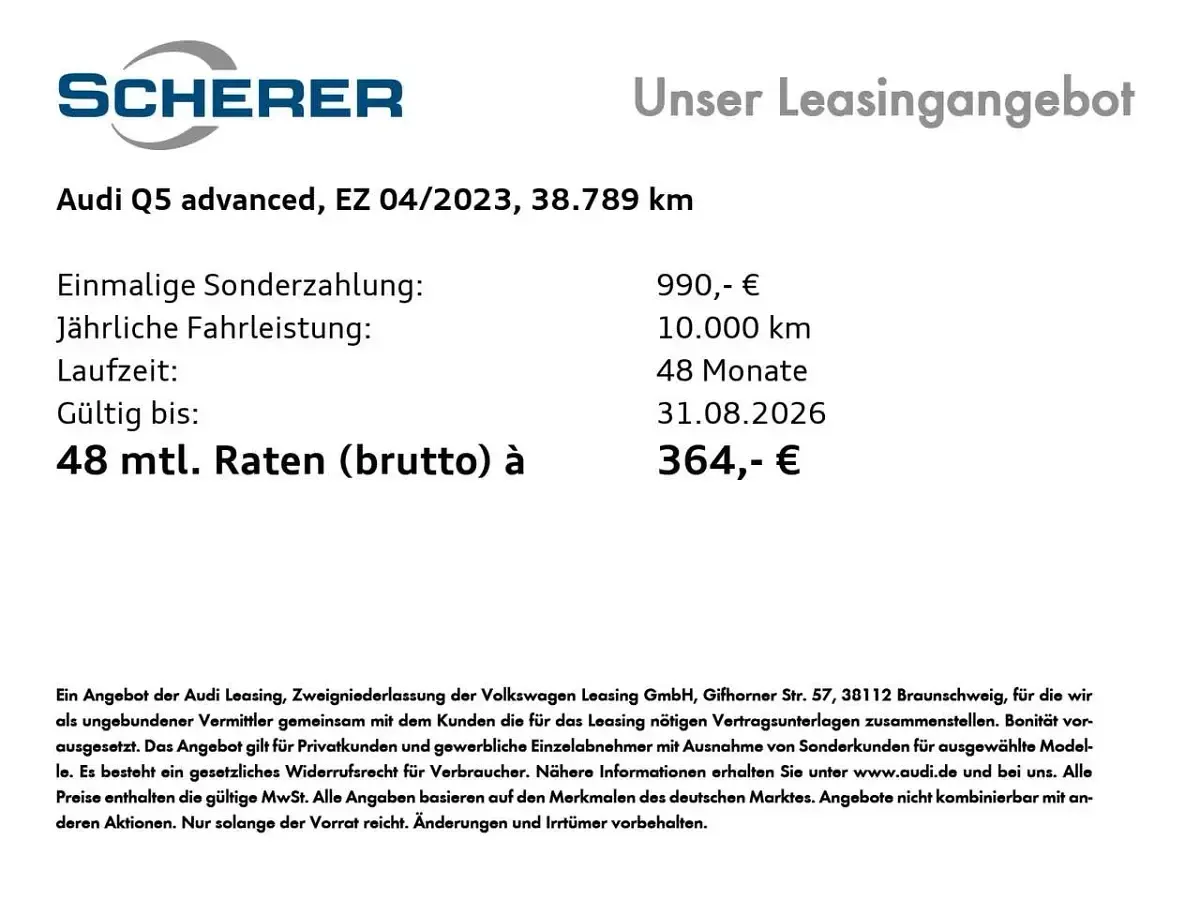 Gebraucht Audi Q5 Advanced 204 PS (150 kW) 2023 Matadorrot metallic (metallic) SUV
