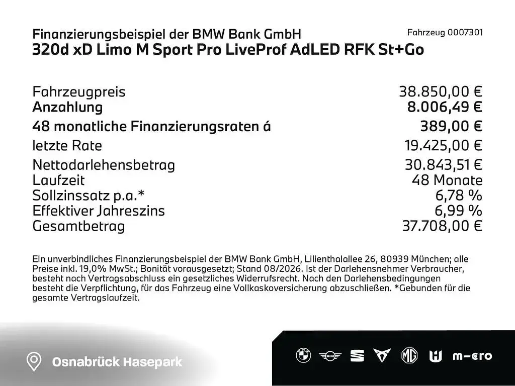 Gebraucht BMW 320 M Sport 190 PS (139 kW) 2024 Black sapphire (schwarz) Limousine