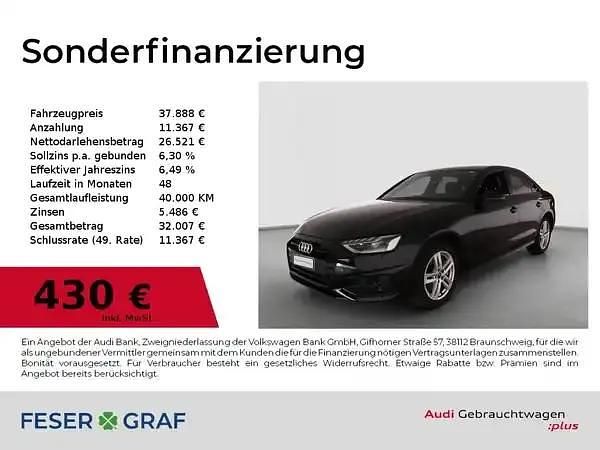 Mythosschwarz metallic Gebraucht 2025 Audi A4 Advanced Plus Limousine | 37.888 € (Fairer Preis) - Bild 1/2