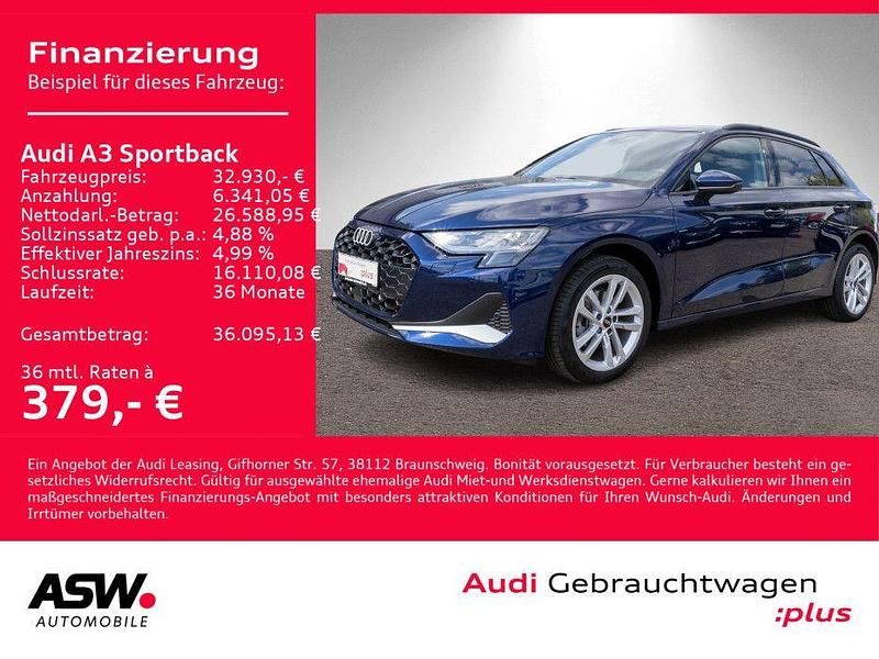Navarrablau metallic Gebraucht 2025 Audi A3 Advanced Plus Limousine | 32.930 € (Fairer Preis) - Bild 1/4