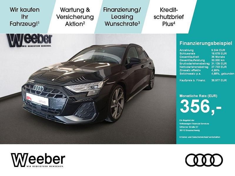 Schwarz Gebraucht 2024 Audi A3 Sportback S-Line Limousine | 36.977 € (Fairer Preis) - Bild 1/4