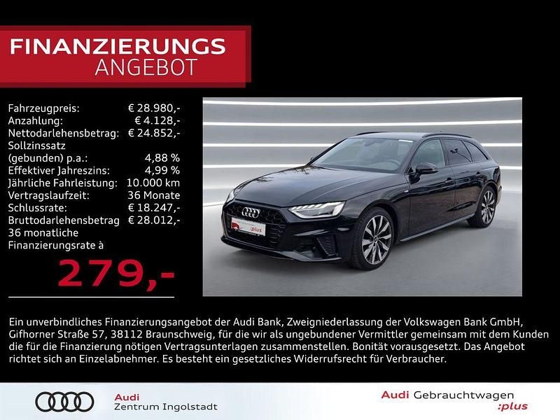 Mythosschwarz metallic Gebraucht 2022 Audi A4 S-Line Kombi | 28.980 € (Superpreis) - Bild 1/3