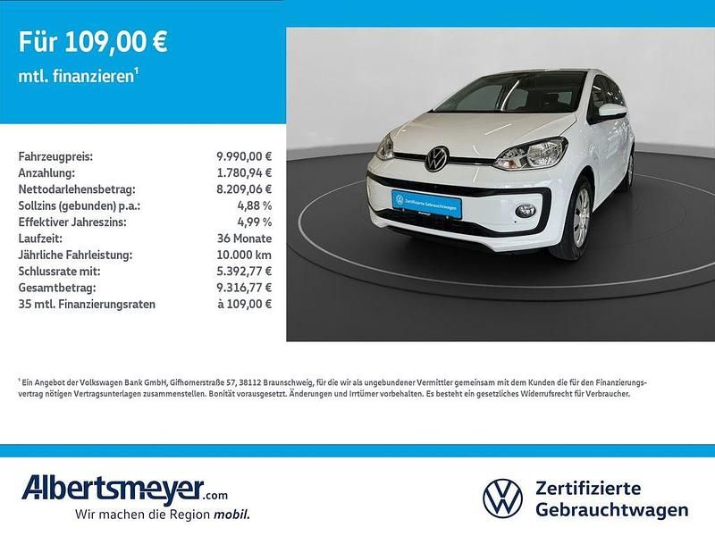Weiß Gebraucht 2020 VW up! move up! Kleinwagen | 9.990 € (Fairer Preis) - Bild 1/4