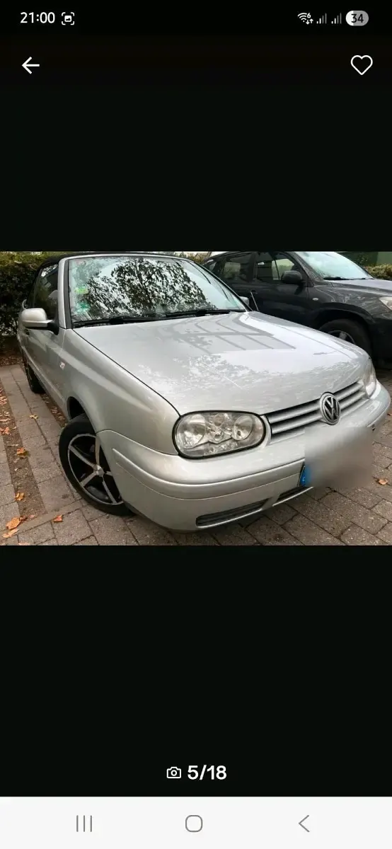 Gebraucht VW Golf Cabriolet 116 PS (85 kW) 2001 Silber Cabrio