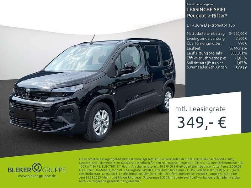 Neu Peugeot e-Rifter Allure 100 kW (136 PS) 2025 Schwarz Van / Kleinbus