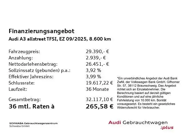 Gebraucht Audi A3 Ambiente 150 PS (110 kW) 2025 Mythosschwarz metallic Limousine