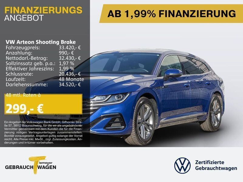 Blau Gebraucht 2023 VW Arteon R-line Kombi | 33.420 € (Guter Preis) - Bild 1/4