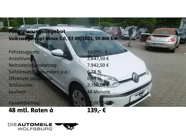 Gebraucht VW up! Move 65 PS (47 kW) 2021 Weiß Kleinwagen