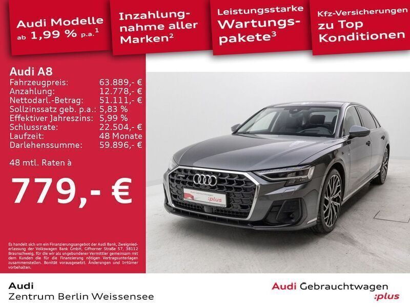 Daytonagrau perleffekt Gebraucht 2022 Audi A8L Ambiente Limousine | 66.889 € (Etwas zu teuer) - Bild 1/4
