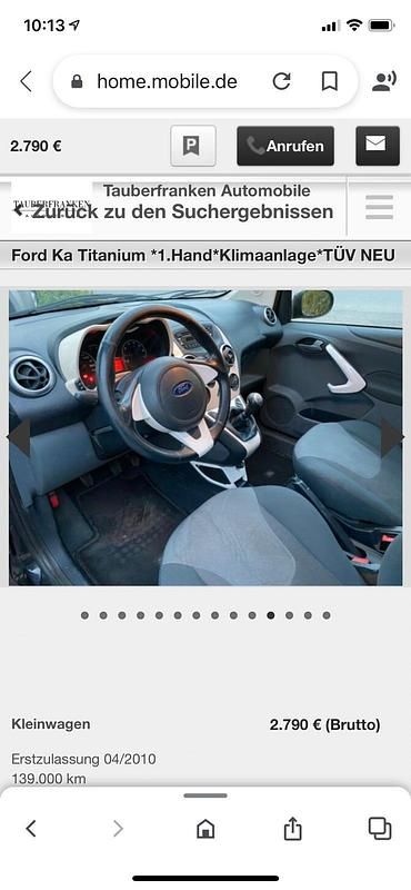 Gebraucht Ford Ka 59 PS (43 kW) 2010 Schwarz Kleinwagen