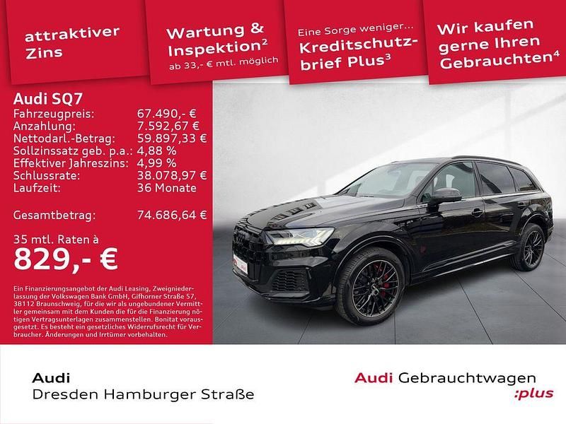 Mythosschwarz metallic Gebraucht 2021 Audi SQ7 Ambiente SUV | 67.490 € (Etwas zu teuer) - Bild 1/3