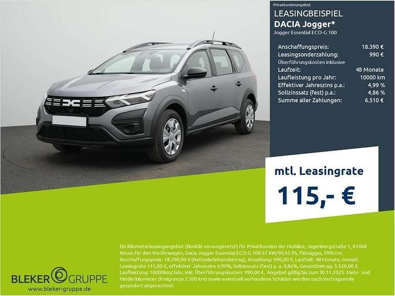 Grau Neu 2025 Dacia Jogger Essentiel Van / Kleinbus | 18.390 € (Superpreis) - Bild 1/3