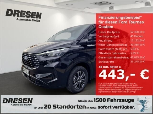 Schwarz Neu 2024 Ford Tourneo Custom Titanium Van / Kleinbus | 51.990 € (Fairer Preis) - Bild 1/4