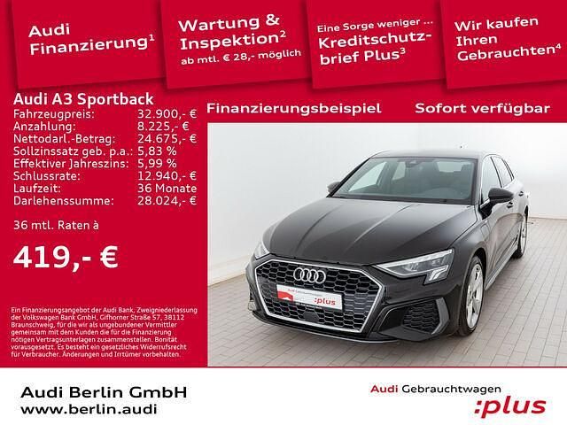 Mythosschwarz metallic Gebraucht 2024 Audi A3 Sportback e-tron S-Line Kleinwagen | 32.900 € (Fairer Preis) - Bild 1/2