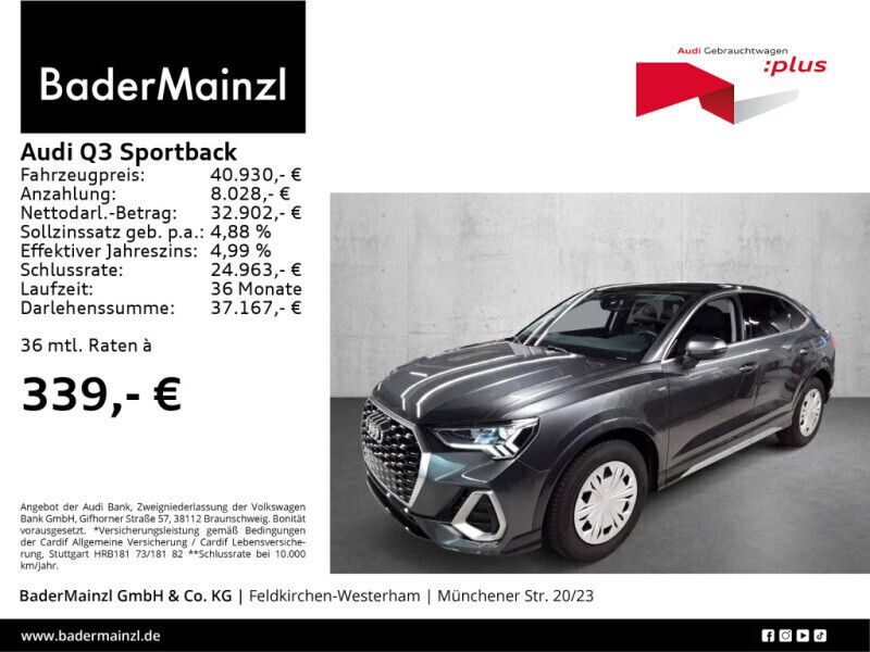 Grau Gebraucht 2024 Audi Q3 Sportback S-Line SUV | 40.930 € (Fairer Preis) - Bild 1/3