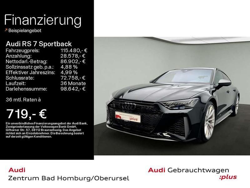 Mythosschwarz metallic Gebraucht 2023 Audi RS7 Performance Kleinwagen | 115.480 € (Superpreis) - Bild 1/4