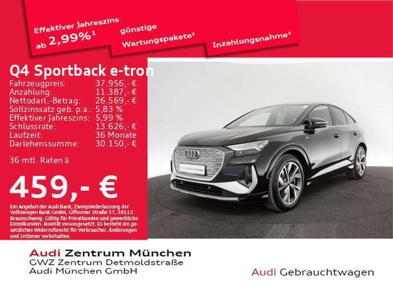 Mythosschwarz metallic Gebraucht 2023 Audi Q4 e-tron S-Line SUV | 39.871 € (Fairer Preis) - Bild 1/2