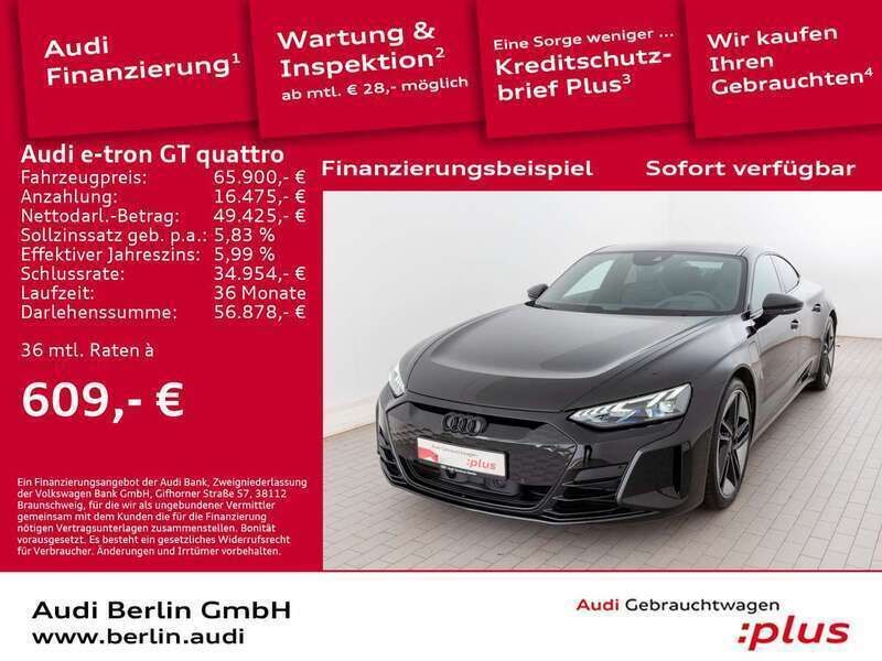 Mythosschwarz metallic Gebraucht 2022 Audi e-tron GT quattro Ambiente Limousine | 65.900 € (Guter Preis) - Bild 1/3