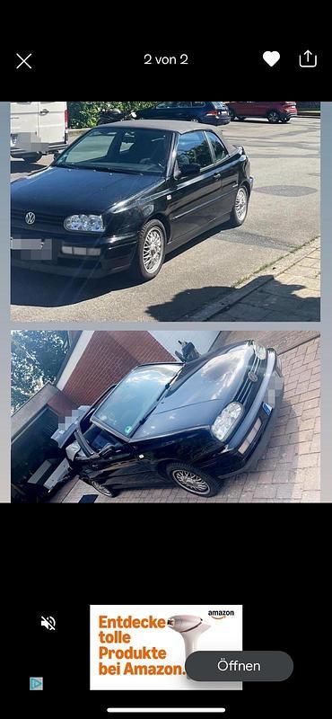 Schwarz Gebraucht 1996 VW Golf Cabriolet Cabrio | 1.000 € (Guter Preis) - Bild 1/4