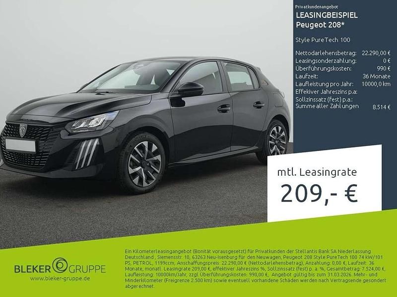 Lackierung schwarz perla nera/typ aussenverkleidung metalliclackierung Neu 2025 Peugeot 208 Style Kleinwagen | 22.290 € (Teuer) - Bild 1/3
