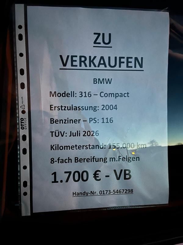 Gebraucht BMW 316 Compact 116 PS (85 kW) 2005 Silber Kleinwagen