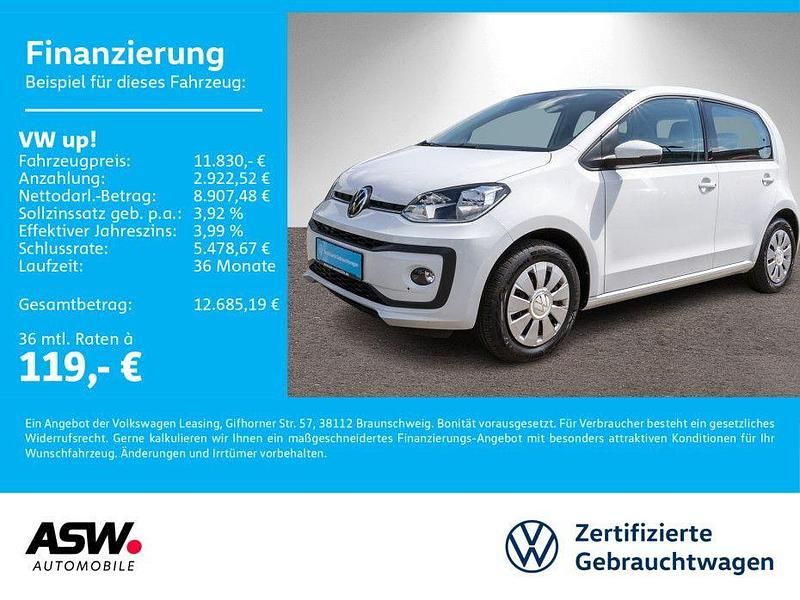 Weiß Gebraucht 2022 VW up! move up! Kleinwagen | 11.830 € (Fairer Preis) - Bild 1/4