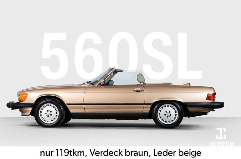 Champagnermetallic Gebraucht 1987 Mercedes 560 Cabrio | 33.900 € - Bild 1/4