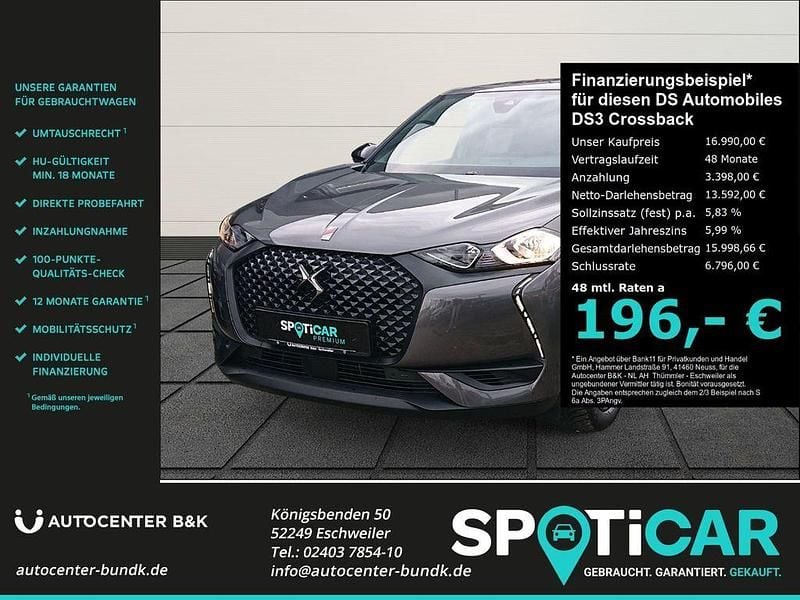 Platinumgrau (metallic) Gebraucht 2022 DS Automobiles DS3 Crossback Performance SUV | 16.990 € (Superpreis) - Bild 1/4