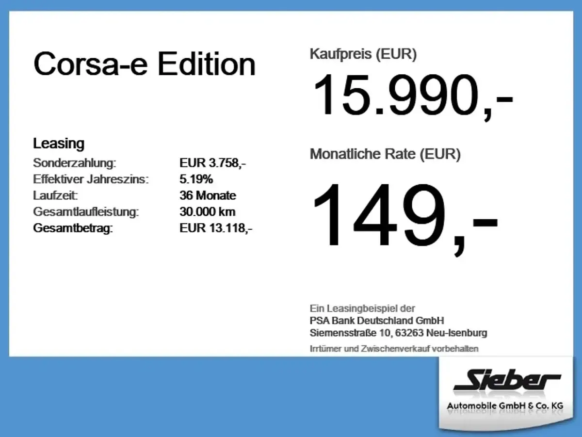Gebraucht Opel Corsa-e Edition 100 kW (136 PS) 2023 Weiß Kleinwagen