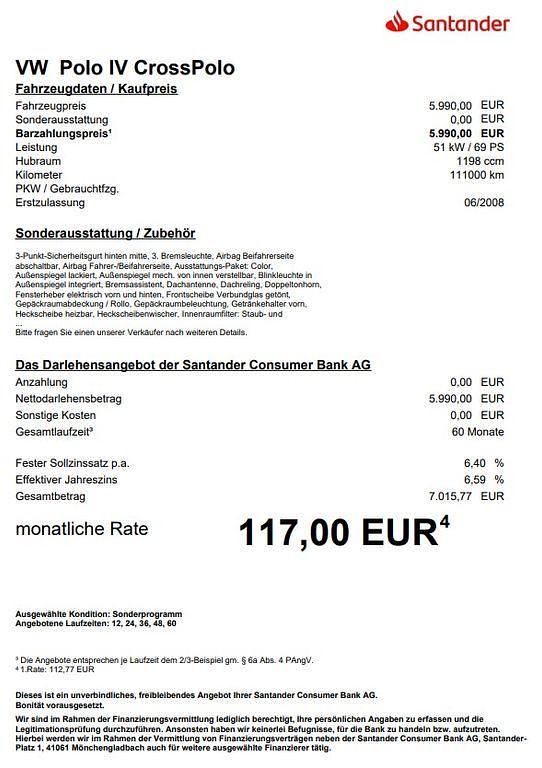 Gebraucht VW Polo Cross 69 PS (50 kW) 2008 Schwarz Kleinwagen