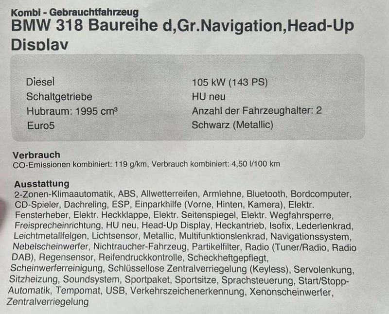Gebraucht BMW 318 143 PS (105 kW) 2013 Kombi