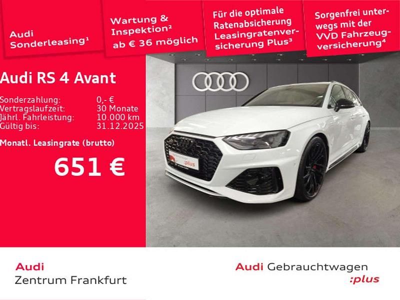 Gletscherweiß metallic Gebraucht 2024 Audi RS4 Ambiente Kombi | 90.850 € - Bild 1/3