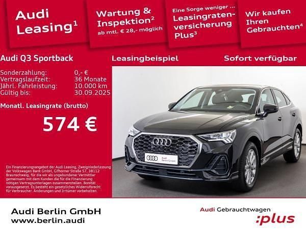 Schwarz (mythosschwarz metallic) Gebraucht 2025 Audi Q3 Sportback Ambiente SUV | 42.701 € (Fairer Preis) - Bild 1/3