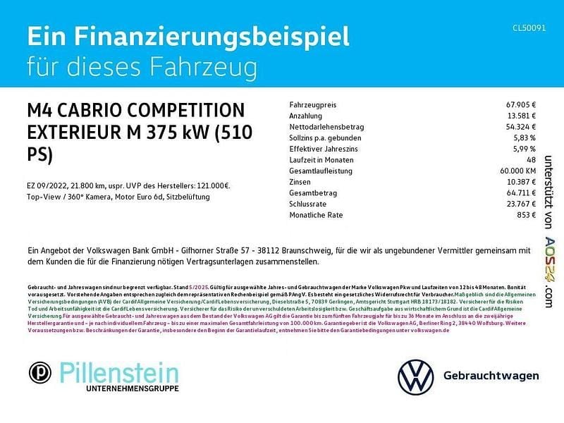 Gebraucht BMW M4 Competition Edition 510 PS (375 kW) 2022 Weiß Cabrio