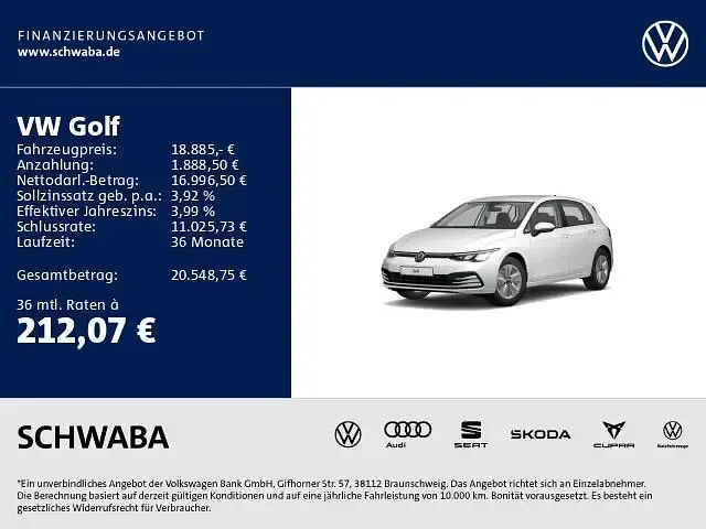 Gebraucht VW Golf VIII Life 110 PS (80 kW) 2022 Pure white Limousine