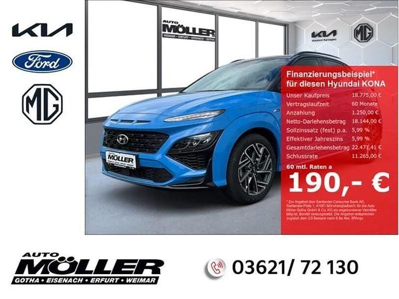 Blau Gebraucht 2021 Hyundai Kona N Line SUV | 18.775 € (Fairer Preis) - Bild 1/4