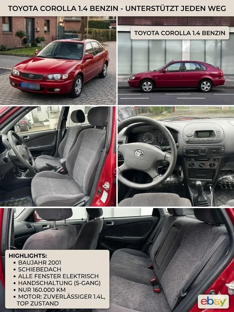 Gebraucht Toyota Corolla 97 PS (71 kW) 2001 Rot Limousine