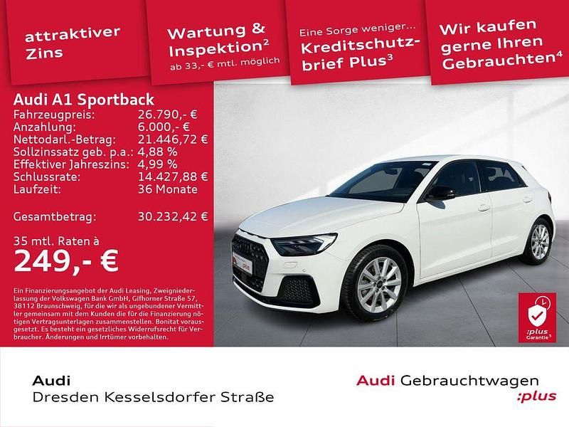 Cortinaweiß Gebraucht 2024 Audi A1 Sportback Advanced Plus Kleinwagen | 22.980 € (Guter Preis) - Bild 1/4
