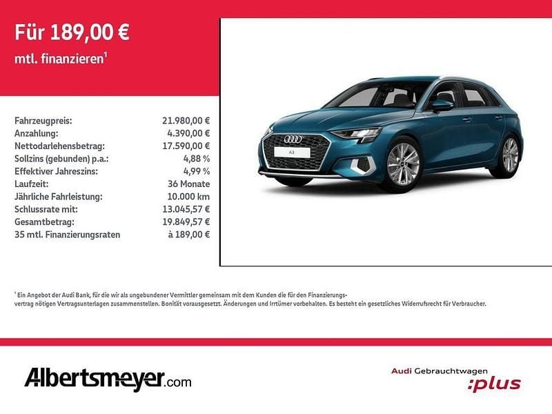 Gebraucht Audi A3 Advanced 116 PS (85 kW) 2021 Atollblau metallic Limousine