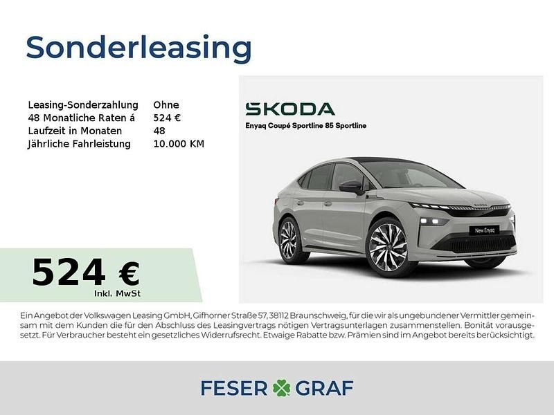 Stahlgrau Neu 2025 Skoda Enyaq iV SportLine SUV | 54.490 € - Bild 1/1