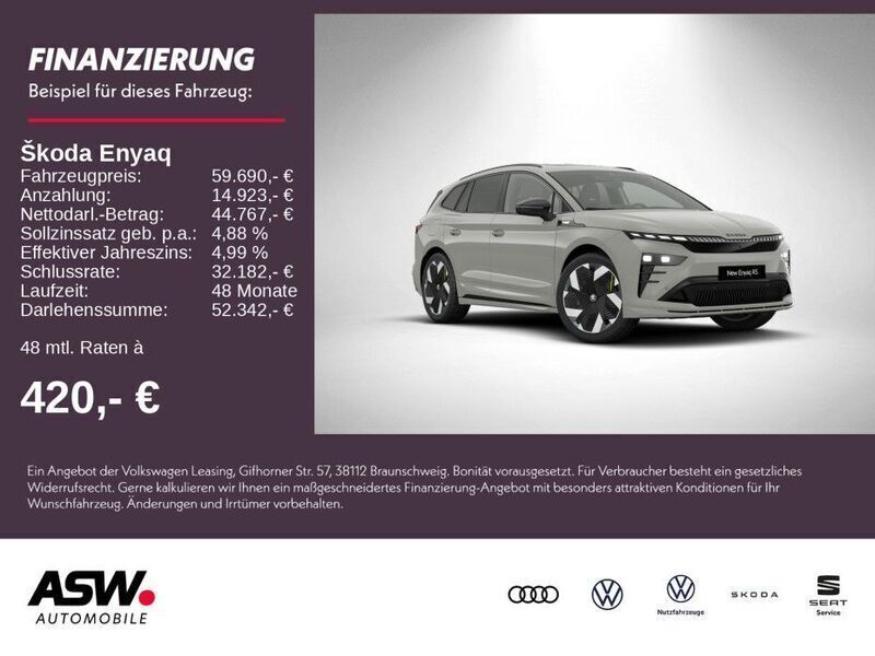 Grau Neu 2025 Skoda Enyaq iV RS SUV | 59.690 € (Fairer Preis) - Bild 1/4