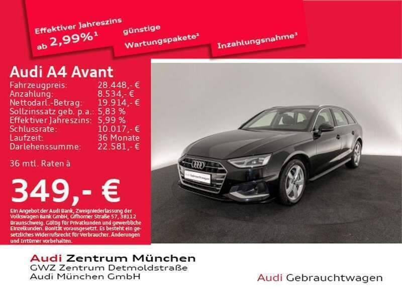 Brillantschwarz Gebraucht 2023 Audi A4 Advanced Kombi | 30.986 € (Guter Preis) - Bild 1/2