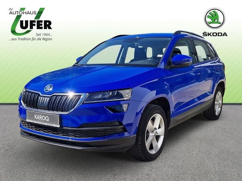 Modra energy/energy blue Gebraucht 2018 Skoda Karoq Ambition SUV | 11.990 € (Superpreis) - Bild 1/4