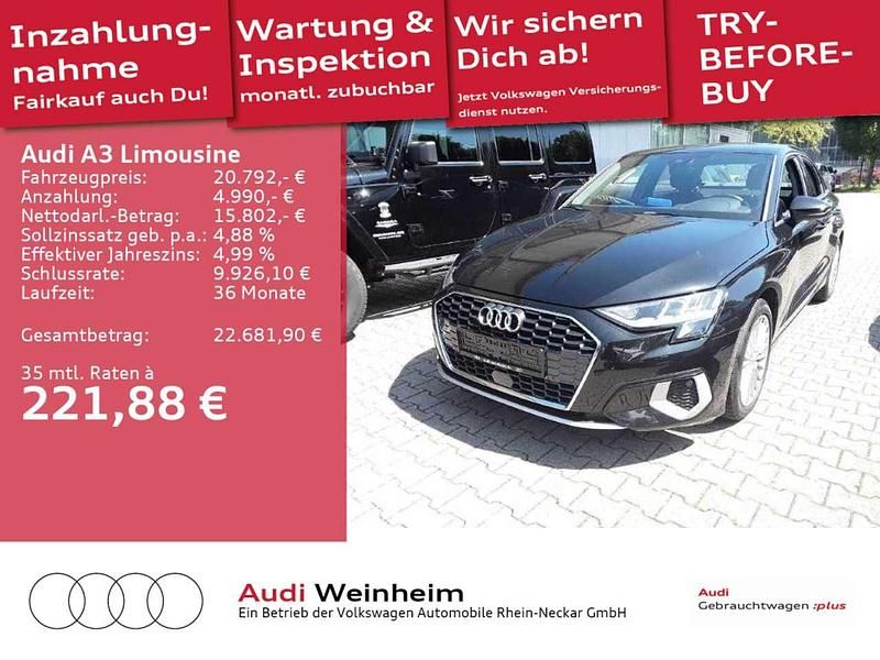 Mythosschwarz metallic Gebraucht 2020 Audi A3 Advanced Limousine | 20.792 € (Guter Preis) - Bild 1/3