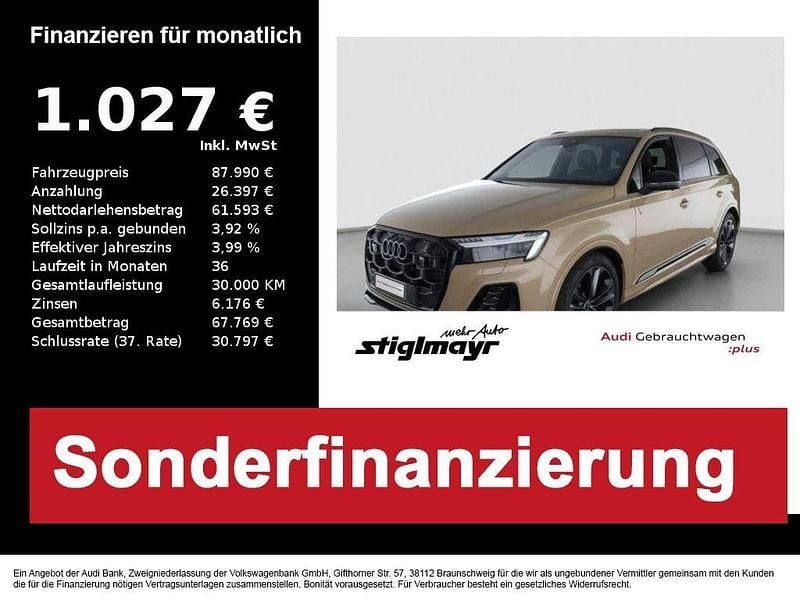 Sakhirgold metallic Gebraucht 2024 Audi Q7 S-Line SUV | 87.990 € (Teuer) - Bild 1/4