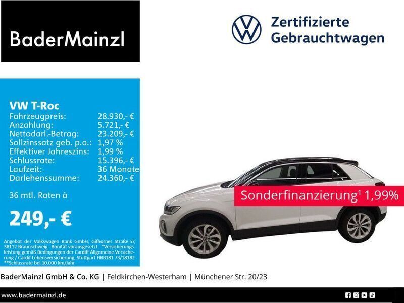 Pure white/schwarz Gebraucht 2023 VW T-Roc Life SUV | 28.930 € (Etwas zu teuer) - Bild 1/2