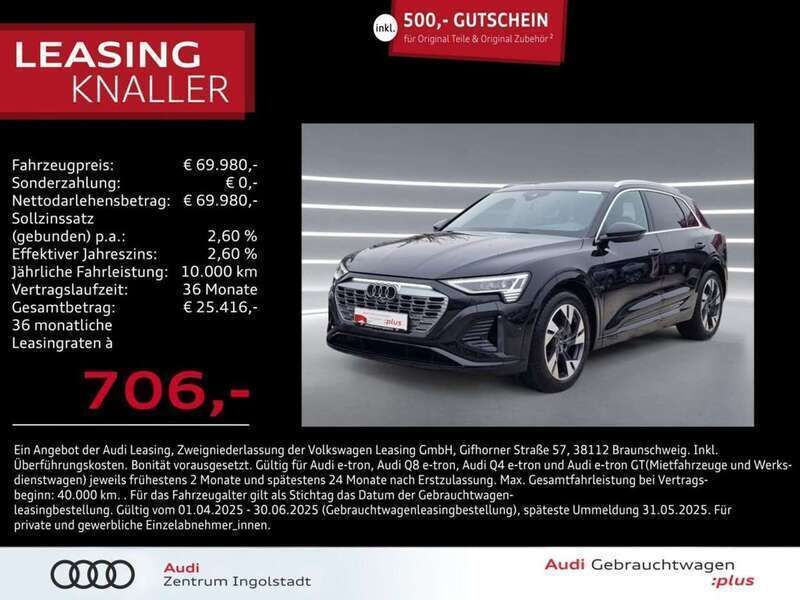 Mythosschwarz metallic Gebraucht 2023 Audi Q8 e-tron S-Line SUV | 69.980 € (Fairer Preis) - Bild 1/2